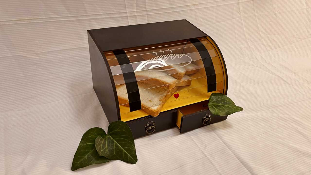 Buy or make a custom size Bread Box- Black-yellow made by laser cut machine | Box4U