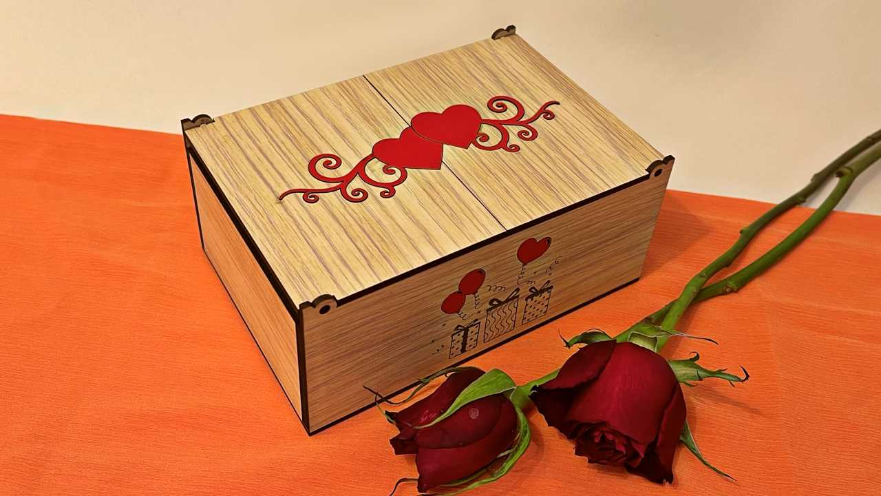 Buy or make a custom size TopDuoDoor Box- Love made by laser cut machine | Box4U