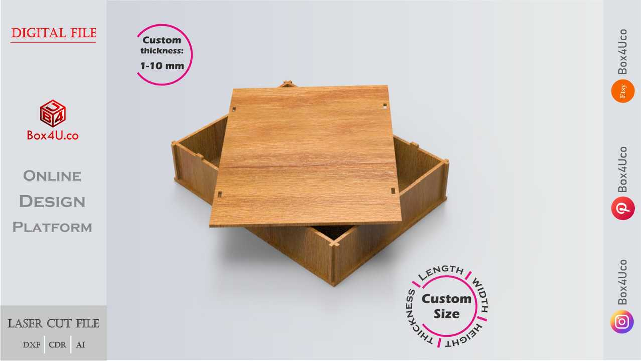 Online designn and make wooden Packing Box laser cut dxf cut file | Box4U