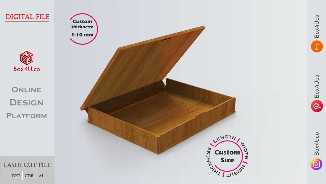 Online designn and make wooden Gift Box laser cut dxf cut file | Box4U