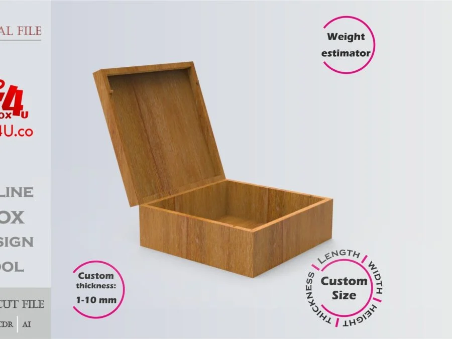 Online design tool for Treasure Box | custom dimension laser cut file DXF, AI, CDR | Box4U