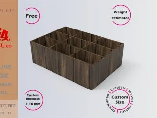 how to download a walnut divider box using Box4U online design tool | free DXF maker for laser cutting