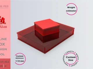 how to make a red acrylic gift box using Box4U online design tool | DXF generator for laser cutting