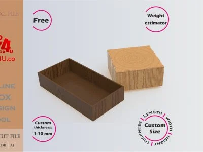 how to make a walnut cubic box using Box4U online design tool | free dxf generator for laser cutting