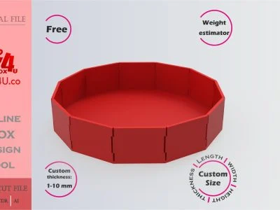 how to make a red acrylic simple polygon box using Box4U online design tool | free DXF generator for laser cutting