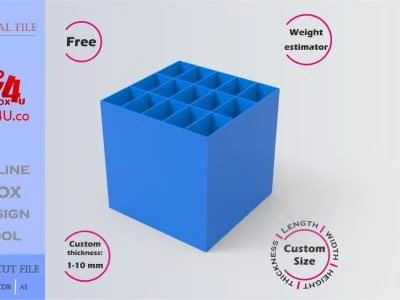 how to download and make a blue acrylic divider box using Box4U online design tool | free DXF maker for laser cutting