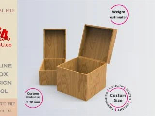 Download cut file for a wooden treasure box using Box4U online design tool | DXF generator for laser cutting