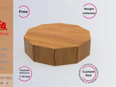 how to make a wooden simple polygon box using Box4U online design tool | free DXF generator for laser cutting