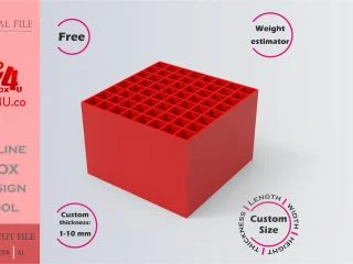 how to make a red acrylic divider box using Box4U online design tool | free download DXF generator for laser cutting