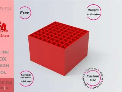 how to make a red acrylic divider box using Box4U online design tool | free download DXF generator for laser cutting