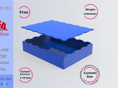 how to make a blue acrylic cubic box using Box4U online design tool | free dxf generator for laser cutting