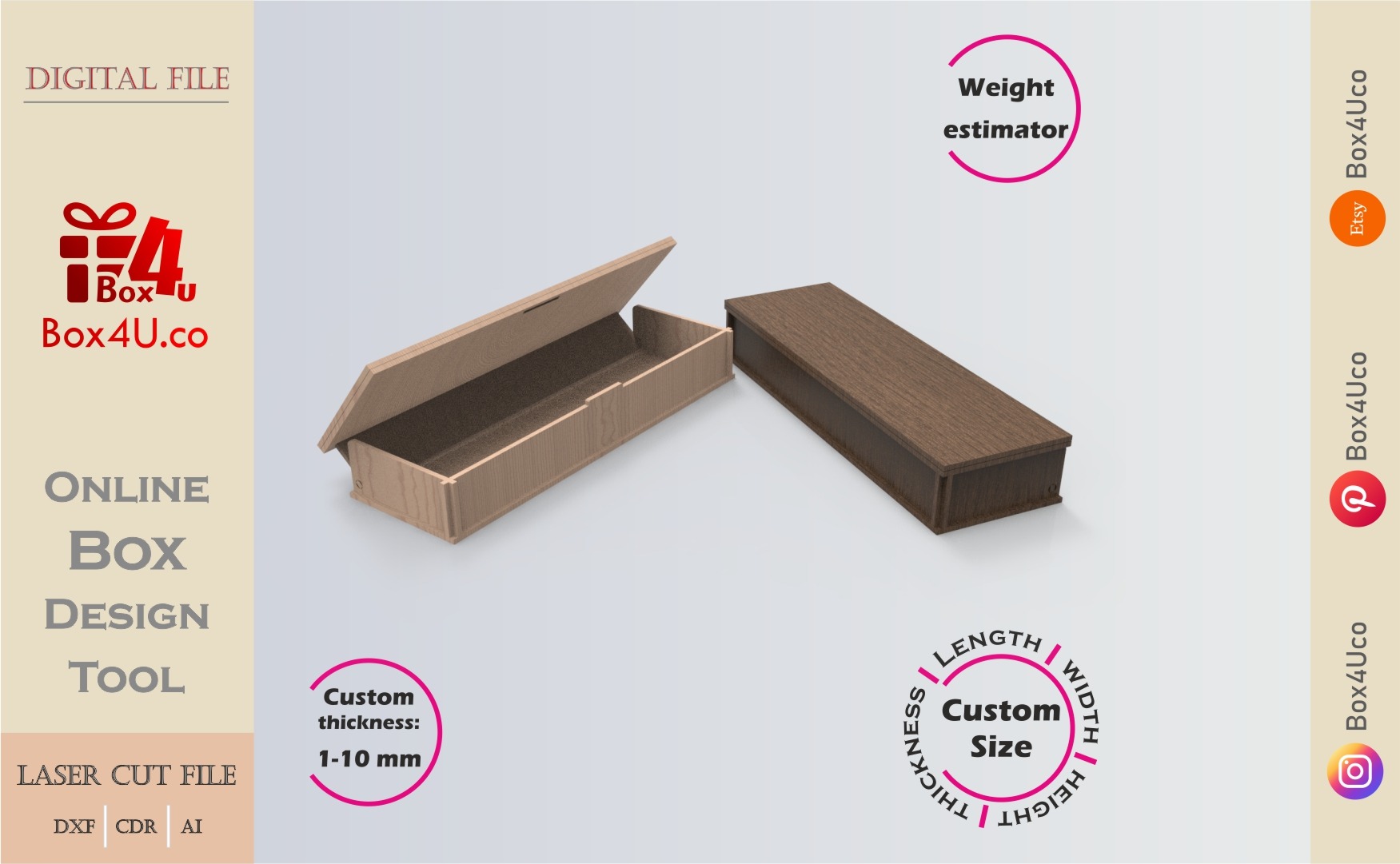 Download a custom size gift box using Box4U online design tool