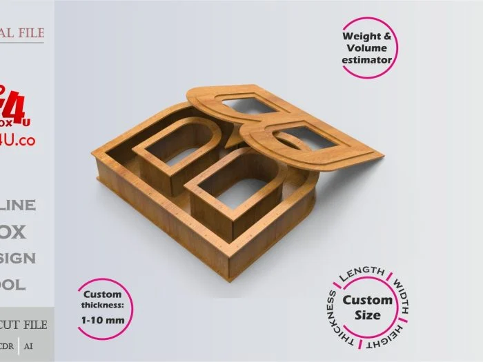 Letter B Box Editable Laser Cut File