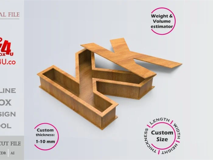 Letter K Box Editable Laser Cut File