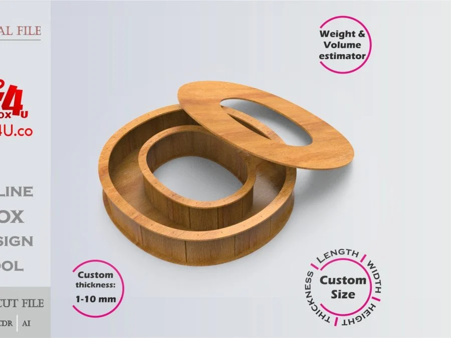 Letter O Box | wooden | Online design tool for letter boxes | custom size laser cut file DXF, AI, CDR | Box4U