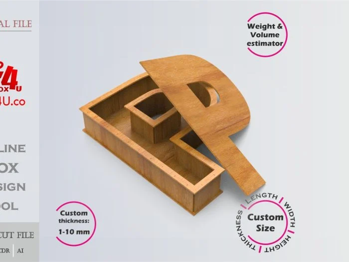 Letter P Box Editable Laser Cut File