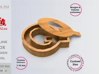 Letter Q Box | wooden | Online design tool for letter boxes | custom size laser cut file DXF, AI, CDR | Box4U