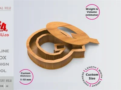 Letter Q Box | wooden | Online design tool for letter boxes | custom size laser cut file DXF, AI, CDR | Box4U