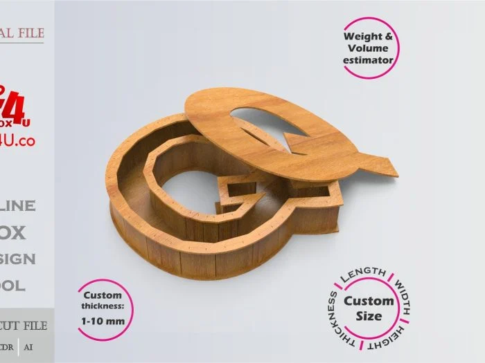 Letter Q Box Editable Laser Cut File