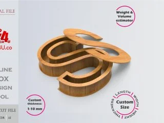 Letter S Box | wooden | Online design tool for letter boxes | custom size laser cut file DXF, AI, CDR | Box4U
