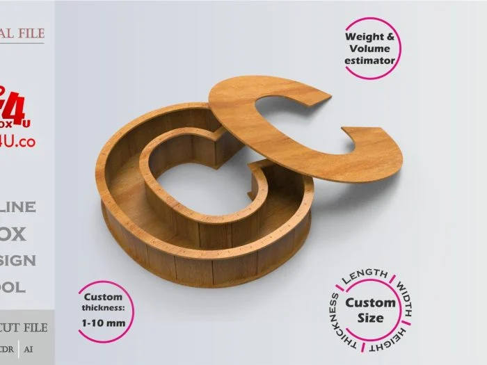 Letter C Box Editable Laser Cut File