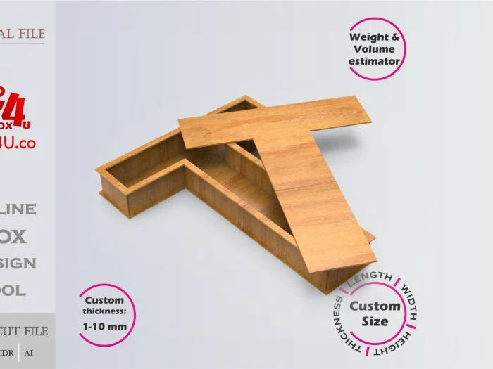 Letter T Box Editable Laser Cut File