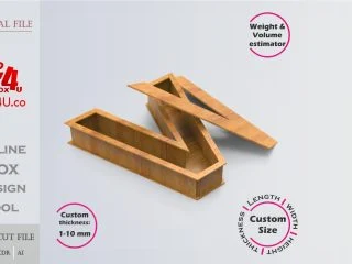 Letter V Box | wooden | Online design tool for letter boxes | custom size laser cut file DXF, AI, CDR | Box4U