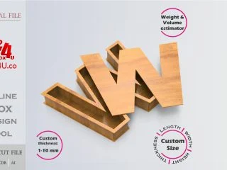 Letter W Box | wooden | Online design tool for letter boxes | custom size laser cut file DXF, AI, CDR | Box4U