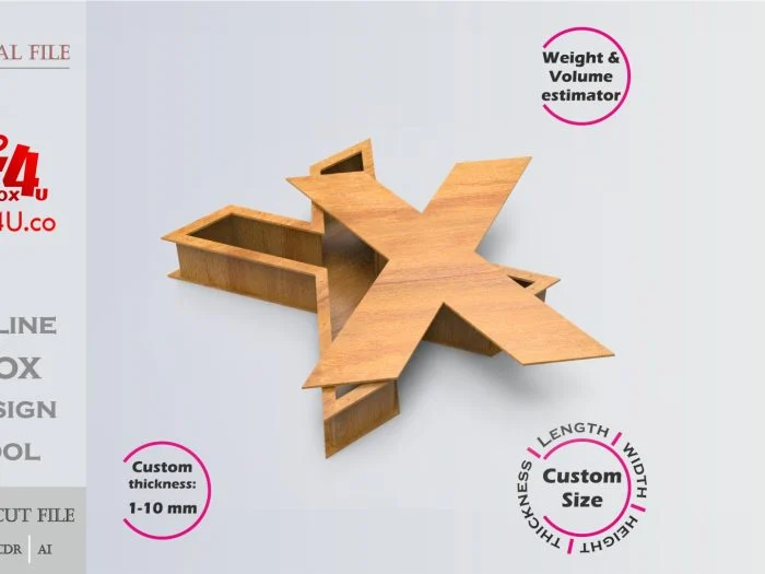 Letter X Box Editable Laser Cut File