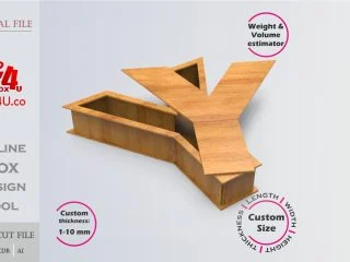 Letter Y Box | wooden | Online design tool for letter boxes | custom size laser cut file DXF, AI, CDR | Box4U