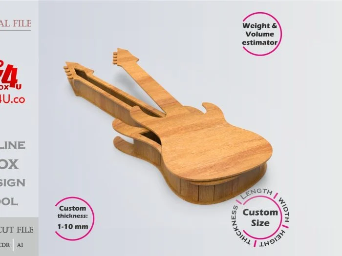 Electric Guitar Box Editable Laser Cut File