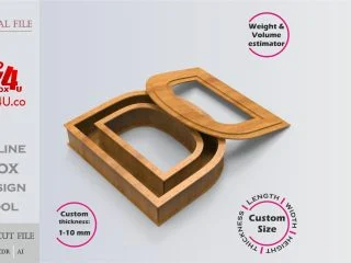 Letter D Box | wooden | Online design tool for letter boxes | custom size laser cut file DXF, AI, CDR | Box4U