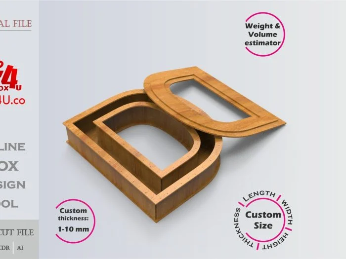Letter D Box Editable Laser Cut File