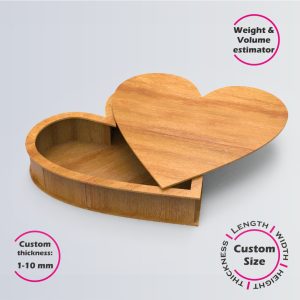 Heart Box (T2) | wooden | Online design tool for shape boxes | custom size laser cut file DXF, AI, CDR | Box4U