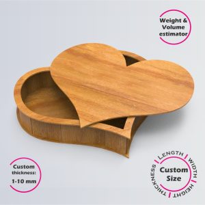 Heart Box (T3) | wooden | Online design tool for shape boxes | custom size laser cut file DXF, AI, CDR | Box4U