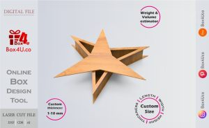 Three-Pointed Star Box Free Editable DXF