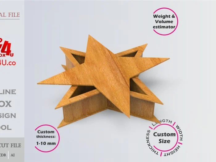 Four-Pointed Star Box Free Editable DXF