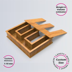 Letter E Box | wooden | Online design tool for letter boxes | custom size laser cut file DXF, AI, CDR | Box4U