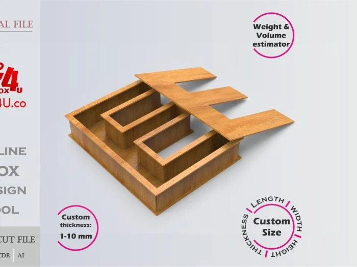 Letter E Box Editable Laser Cut File
