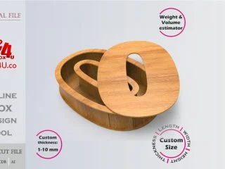 Number 0-shaped Box | wooden | Online design tool for number shape boxes | custom size laser cut file DXF, AI, CDR | Box4U