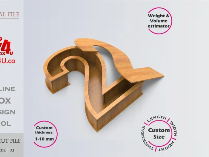 Number 2 Box Editable Laser Cut File