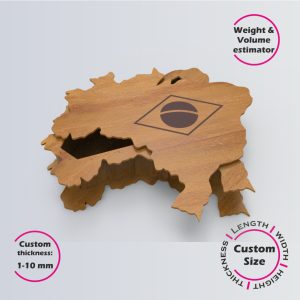 Brazil map Box | wooden engraved | Online design tool for map shape boxes | custom size laser cut file DXF, AI, CDR | Box4U