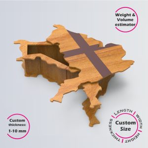 England map Box | wooden engraved | Online design tool for map shape boxes | custom size laser cut file DXF, AI, CDR | Box4U