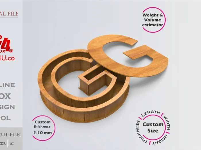 Letter G Box Editable Laser Cut File