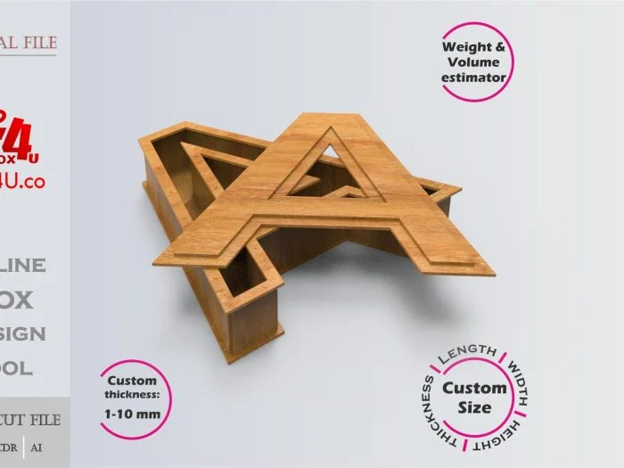 Letter A Box Editable Laser Cut File
