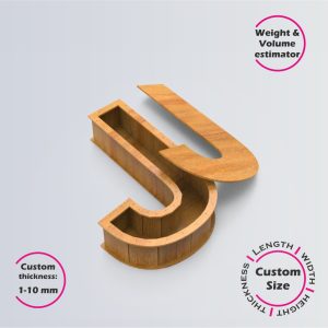 Letter J Box | wooden | Online design tool for letter boxes | custom size laser cut file DXF, AI, CDR | Box4U