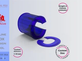 Make Letter C Box | blue acrylic | Online design for letter box | custom size laser cut file DXF, AI, CDR | Box4U