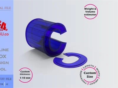 Make Letter C Box | blue acrylic | Online design for letter box | custom size laser cut file DXF, AI, CDR | Box4U