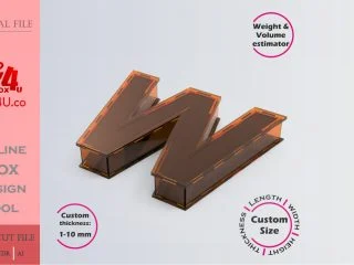 Letter W Box Editable Laser Cut File