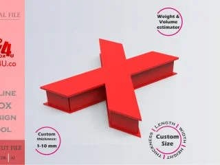 Make Letter X Box | red acrylic | Online app tool for letter boxes | custom size laser cut file DXF, AI, CDR | Box4U